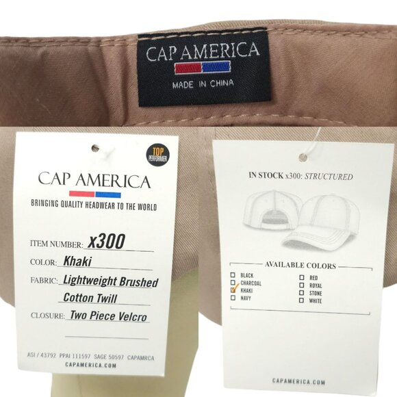 Charleys Philly Steaks Embroidered Logo Strapback Cap Trucker Baseball Khaki Hat - Picture 8 of 13